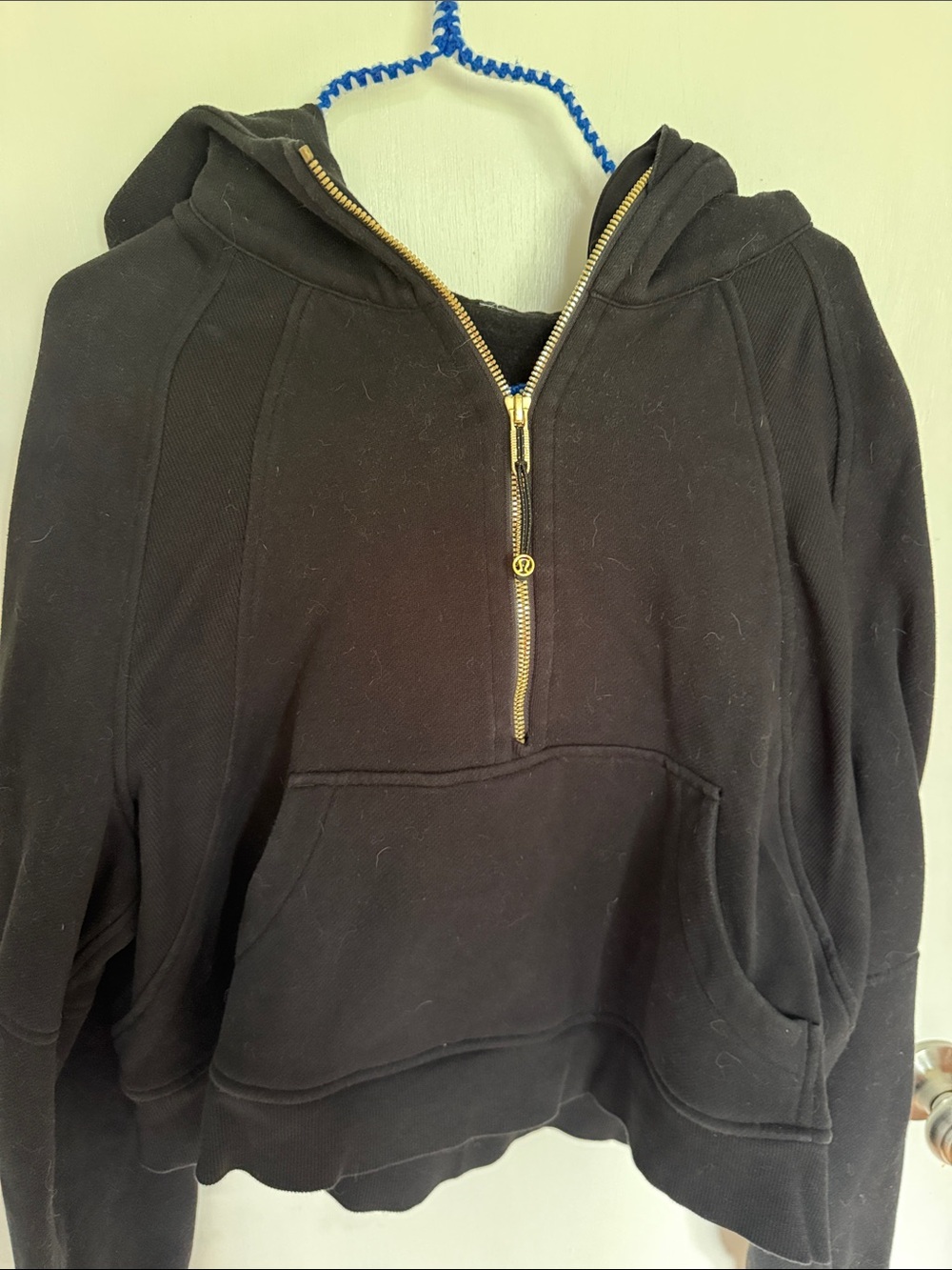 lululemon athletica Black Half-Zip Hooded Scuba with Gold Zipper